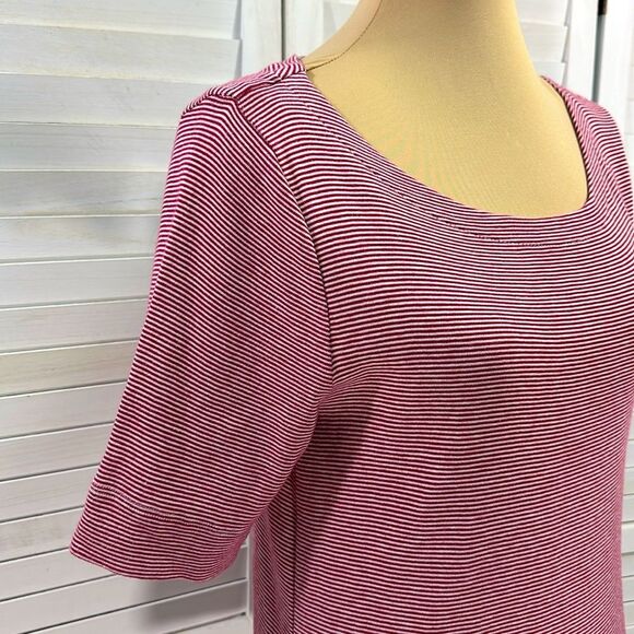 Chico's Tee Size 1 (8) Ultimate Tee Short Sleeve Cotton Striped - Picture 4 of 12